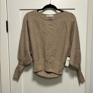 NWT Women's Taupe Sweater with Back Cut Out